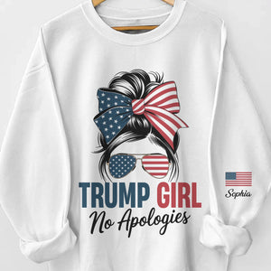 Stars In Her Hair, Fire In Her Soul - US Patriotic Pride Unisex Sweatshirt, Hoodie With Design On Sleeve - Gift For Best Friends, BFF, Sisters