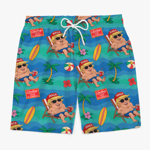 Flip Flops, Palm Trees, Liberty Breeze - US Patriotic Pride Tropical Hawaiian Aloha Men Beach Shorts