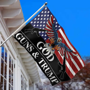 God, Guns, And Eagle - US Election Horizontal House Flag