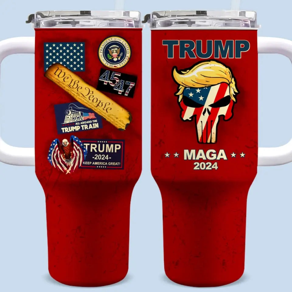 We The People Stand With Trump MAGA 2024 - US Election 40 Oz Stainless Steel Tumbler With Handle