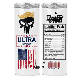 ULTRA MAGA 47, Trump Train - US Elections Skinny Tumbler - Gift For Trump Supporters