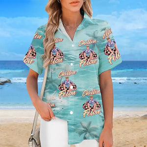 Chillin With The Felon, Chill With Trump - US Election Unisex Tropical Hawaiian Aloha Shirt - Summer Vacation Gift For Trump Supporters