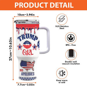 Yes, I'm An All-American Girl - US Election 40 Oz Stainless Steel Tumbler With Handle - Gift For Best Friends, BFF, Sisters