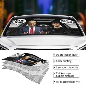 Custom Photo We're On The Way To The White House - US Elections Auto Windshield Sunshade, Car Window Protector - Gift For Trump Supporters