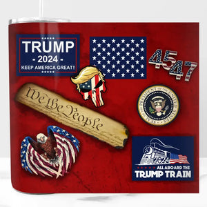 All Aboard The Trump Train 2024 - US Elections Skinny Tumbler, Trump Tumbler