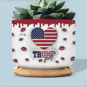 Glow And Shine Like Trump Girls - US Election 3D Inflated Effect Printed Home Decor Ceramic Plant Pot - Gift For Best Friends, BFF, Sisters