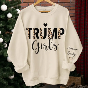 Trump Girls Club 2024 - America US Elections Unisex Sweatshirt With Design On Sleeve - Gift For Best Friends, BFF, Sisters