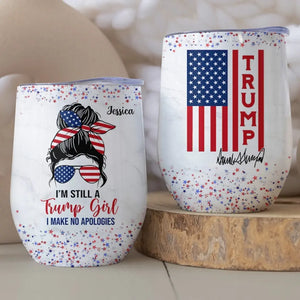 Trump Girl Votes For MAGA 2024 - US Elections Personalized Custom Wine Tumbler, Trump Tumbler - Gift For Best Friends, BFF, Sisters