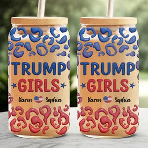 Trump Girls Are Ready To Vote - US Elections Personalized Custom Glass Cup, Iced Coffee Cup - Gift For Best Friends, BFF, Sisters