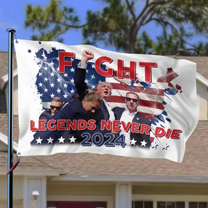 Legends Always Fight And Never Die - Trump US Election Horizontal House Flag