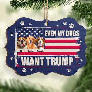 Custom Photo My Pets Want Trump - US Election, Trump Presidential Wood Benelux Shaped Ornament - Christmas Gift And Decor For Trump Supporters