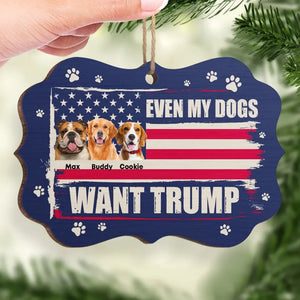 Custom Photo My Pets Want Trump - US Election, Trump Presidential Wood Benelux Shaped Ornament - Christmas Gift And Decor For Trump Supporters