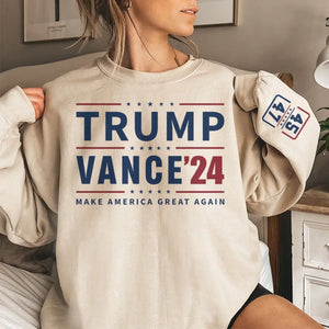 Trump Vance 2024, Make America Great Again - America US Elections Unisex Sweatshirt With Design On Sleeve