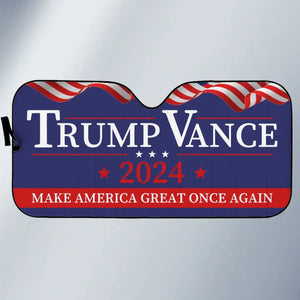 Trump Vance 2024 - US Elections Auto Windshield Sunshade, Car Window Protector - Gift For Trump Supporters