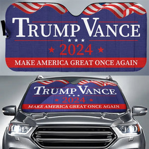 Trump Vance 2024 - US Elections Auto Windshield Sunshade, Car Window Protector - Gift For Trump Supporters