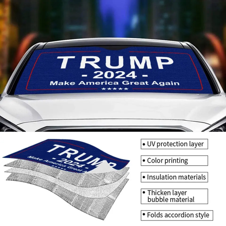 Make America Great Again - US Elections Auto Windshield Sunshade, Car Window Protector - Gift For Trump Supporters