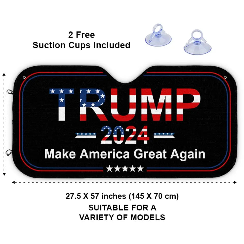 Trump Will Take America Back - US Elections Auto Windshield Sunshade, Car Window Protector - Gift For Trump Supporters