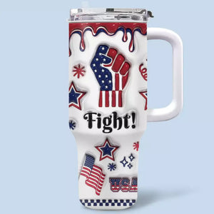 Fight With Him 2024, Fight For The USA - US Election 40 Oz Stainless Steel Tumbler With Handle, 20oz Tumbler