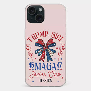 Trump Girl, MAGA 2024 - US Election Clear Phone Case - Gift For Best Friends, BFF, Sisters