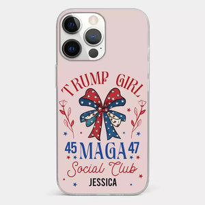 Trump Girl, MAGA 2024 - US Election Clear Phone Case - Gift For Best Friends, BFF, Sisters