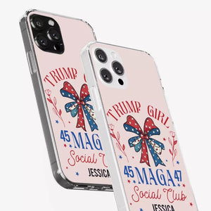 Trump Girl, MAGA 2024 - US Election Clear Phone Case - Gift For Best Friends, BFF, Sisters