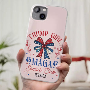 Trump Girl, MAGA 2024 - US Election Clear Phone Case - Gift For Best Friends, BFF, Sisters