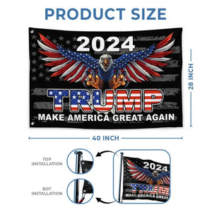 Trump 2024, America First - Trump US Election Horizontal House Flag