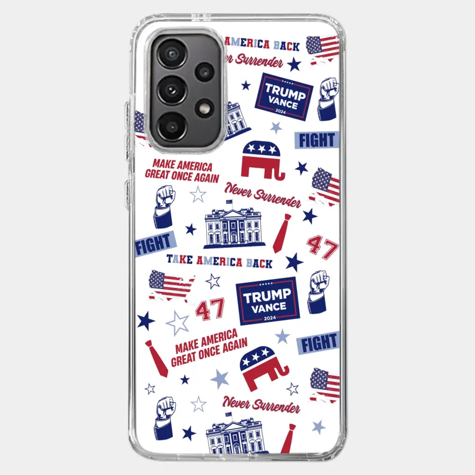 Trump Will Fight And Never Surrender - US Election Clear Phone Case