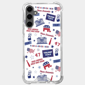 Trump Will Fight And Never Surrender - US Election Clear Phone Case