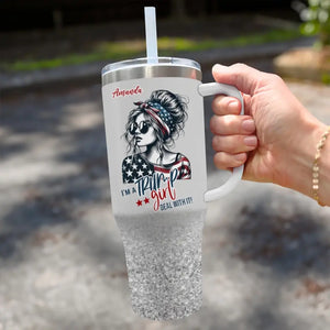 Conservative Girl, Deal With It - US Election Personalized Custom 40 Oz Stainless Steel Tumbler With Handle - Gift For Best Friends, BFF, Sisters