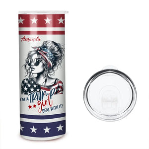 Trump Girl, Get Over It - US Elections Personalized Custom Skinny Tumbler, Trump Tumbler - Gift For Best Friends, BFF, Sisters