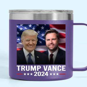 Trump And Vance, MAGA 2024 - US Election 14oz Stainless Steel Tumbler With Handle