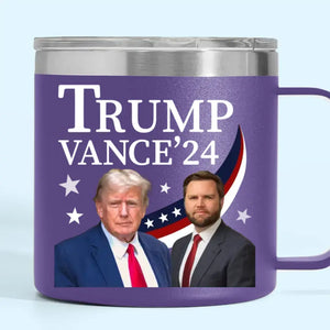 Trump Vance, Make America Strong Again - US Election 14oz Stainless Steel Tumbler With Handle