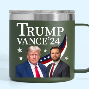 Trump Vance, Make America Strong Again - US Election 14oz Stainless Steel Tumbler With Handle