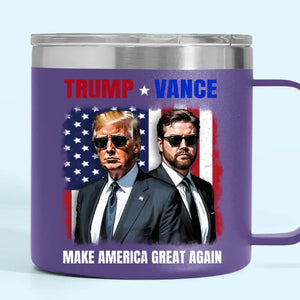 Trump Vance, Make America Stronger And Greater - US Election 14oz Stainless Steel Tumbler With Handle