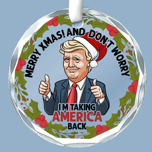 Merry Xmas - US Elections Circle Glass Ornament - Christmas Gift And Decor For Conservative Supporters