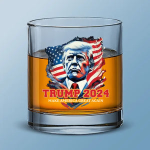 Trump 2024 - US Election Whiskey Glass - Gift For Trump Supporters