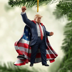 Super Hero Of Team USA - US Election Acrylic Custom Shaped Ornament - Christmas Gift And Decor For Conservative Supporters