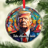 Fight For America And All For America - US Elections Circle Glass Ornament - Christmas Gift And Decor For Conservative Supporters
