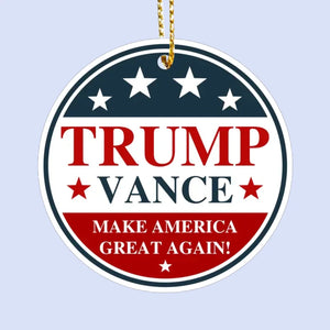 Bold Leadership With Strong Values - US Election Leather Ornament - Christmas Gift And Decor For Conservative Supporters