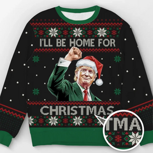 I'll Be Home For Christmas To Celebrate With You - US Election Ugly Sweatshirt - Unisex Wool Jumper - Christmas Gift For Red-Wave Supporters