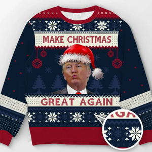 Santa's Back And Ready To Celebrate - US Election Ugly Sweatshirt - Unisex Wool Jumper - Christmas Gift For Red-Wave Supporters