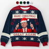 Santa Knows Who's Been Nice This Year - US Election Ugly Sweatshirt - Unisex Wool Jumper - Christmas Gift For Red-Wave Supporters