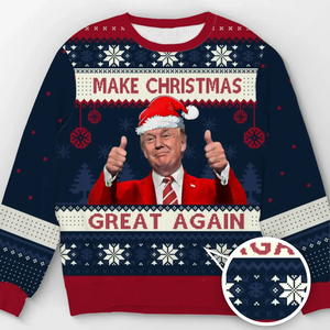 Santa Knows Who's Been Nice This Year - US Election Ugly Sweatshirt - Unisex Wool Jumper - Christmas Gift For Red-Wave Supporters