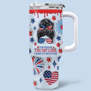 Beautiful Girl Voted 45 And Will Do It Again - US Election 3D Inflated Effect Printed 40 Oz Stainless Steel Tumbler With Handle - Gift For Best Friends, BFF, Sisters