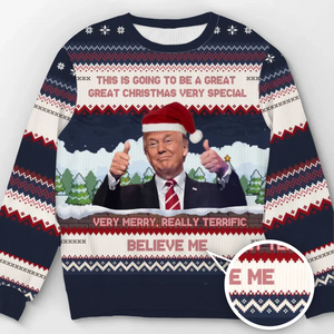 I Look For A Great Christmas With You - US Election Ugly Sweatshirt - Unisex Wool Jumper - Christmas Gift For Red-Wave Supporters