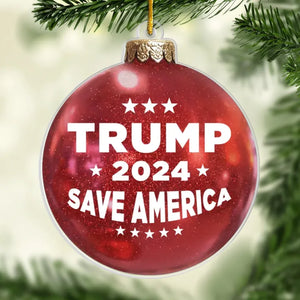 Save The Nation To Have A Peaceful Christmas - US Election Acrylic Custom Shaped Ornament - Christmas Gift And Decor For Conservative Supporters