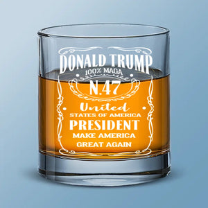 He's Is N.47, Rescue Our Nation - US Election Whiskey Glass - Gift For Conservative Supporters