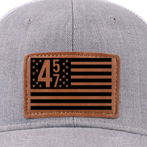 45 Or 47, He's Back On Track Already - US Elections Leather Patch Hat - Gift For Conservative Supporters