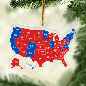 Election Result Map - US Election Acrylic Custom Shaped Ornament - Christmas Gift And Decor For Conservative Supporters